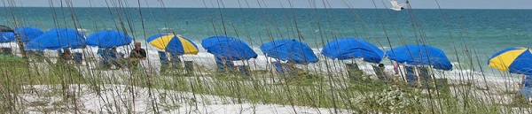 beach umbrellas on Caladesi Island, Florida