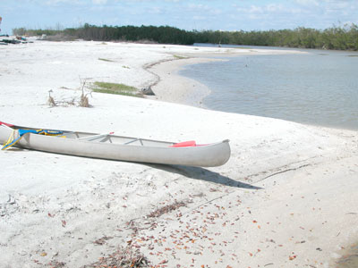 canoe on the beach on Lover's Key, Florida